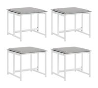 vidaXL Tabouret de jardin avec coussin 4 pcs. Blanc Acier et Textilène
