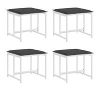 vidaXL Tabouret de jardin avec coussin 4 pcs. Blanc Acier et Textilène