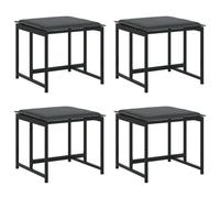vidaXL Tabouret de jardin avec coussin 4 pcs noir acier et textilène