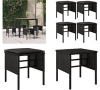 vidaXL Tabouret de jardin avec coussin 4 pcs. noir Poly rotin - Tabouret de jardin - Repose-pieds de jardin - Meubles de jardin - Meubles de terrasse