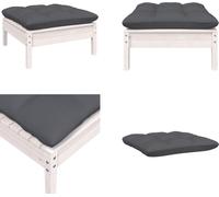 vidaXL Tabouret de jardin avec coussin anthracite blanc pin massif - Tabouret de pied - Repose-pieds - Repose-pieds