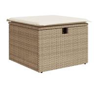 vidaXL Tabouret de jardin avec coussin beige 55x55x37 cm Poly rotin