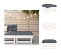 vidaXL Tabouret de jardin avec coussin Blanc Pin massif - éléments de canapé de jardin