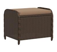 vidaXL Tabouret de jardin avec coussin Poly rotin 58 x 46 x 46 cm brun