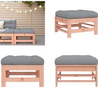 vidaXL Tabouret de jardin avec coussin en bois massif Douglas - Tabouret de jardin - Tabouret de terrasse - Tabouret d'extérieur - Tabouret de pied de jardin