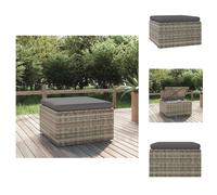 vidaXL Tabouret de jardin avec coussin Gris 55x55x30 cm Poly rotin - Canapés de jardin