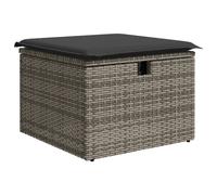 vidaXL Tabouret de jardin avec coussin Gris 55x55x37 cm Poly rotin