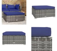 vidaXL Tabouret de jardin avec coussin Gris 70x70x30 cm Poly rotin - Tabouret de jardin - Ottomane de jardin - Outdoor foot tabouret