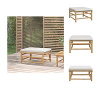 vidaXL Tabouret de jardin avec coussin gris clair en bambou - éléments de canapé de jardin