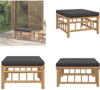 vidaXL Tabouret de jardin avec coussin gris foncé en bambou - Tabouret de jardin - Repose-pieds - Tabouret - Tabouret de pied