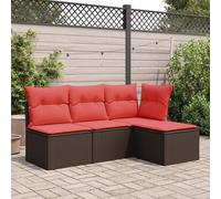 vidaXL Tabouret de jardin avec coussin Marron 55x55x37 cm Poly rotin