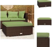vidaXL Tabouret de jardin avec coussin Marron 70x70x30 cm Poly rotin - Eléments de canapé de jardin