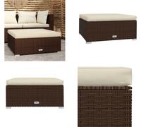 vidaXL Tabouret de jardin avec coussin Marron 70x70x30 cm Poly rotin - Tabouret de jardin - Tabouret de pied - Ottomane