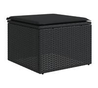 vidaXL Tabouret de jardin avec coussin noir 55x55x37 cm Poly rotin