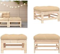 vidaXL Tabouret de jardin avec coussin pin massif - Tabouret de jardin - Tabouret de terrasse - Tabouret d'extérieur - Tabouret de pied de jardin
