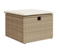 vidaXL Tabouret de Jardin avec Coussin, Siège avec Housse, Meuble de Terrasse Patio Balcon Extérieur, Beige 55x55x37cm Résine Tressée