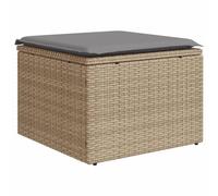 Tabouret de jardin avec coussin beige 55x55x37cm résine tressée Beige G