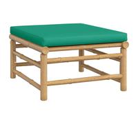 vidaXL Tabouret de jardin avec coussin vert en bambou
