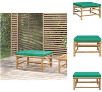 vidaXL Tabouret de jardin avec coussin vert en bambou - éléments de canapé de jardin