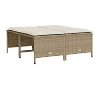 vidaXL Tabouret de jardin avec coussins 4 pcs. Beige Poly Rattan