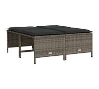 vidaXL Tabouret de jardin lot de 4 avec coussins en Poly Rattan Gris