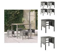 vidaXL Tabouret de jardin avec coussins 4 pcs. Gris Poly Rotin - Eléments de canapés de jardin
