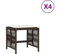 vidaXL Tabouret de jardin avec coussins 4 pcs. Marron 41x41x36 cm Poly rotin