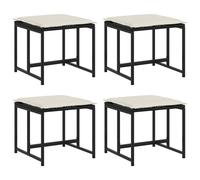 vidaXL Tabouret de jardin avec coussins 4 pcs. noir Poly rotin