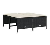 vidaXL Tabouret de jardin avec coussins 4 pcs. noir Poly rotin