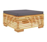 vidaXL Tabouret de jardin avec coussins gris foncé en teck massif