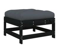 vidaXL Tabouret de jardin avec coussins Pin massif noir
