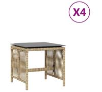 vidaXL Tabouret de jardin Coussin 4pcs Mélange de beige 41x41x36 cm Poly rotin