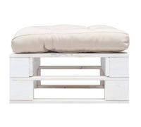 vidaXL Tabouret de jardin en bois blanc avec coussin couleur sable