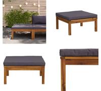 vidaXL Tabouret de pied avec coussin gris foncé en bois massif d'acacia - Tabouret de pied - Repose-pieds - Repose-pieds