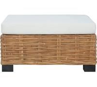 vidaXL Tabouret de pied avec coussin Rotin naturel