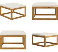 vidaXL Tabouret de pied avec rembourrage blanc crème Acacia bois massif - Tabouret de pied - Repose-pieds - Repose-pieds
