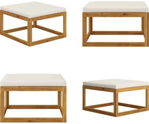 vidaXL Tabouret de pied avec rembourrage blanc crème Acacia bois massif - Tabouret de pied - Repose-pieds - Repose-pieds