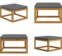 vidaXL Tabouret de pied avec rembourrage gris foncé en bois massif d'acacia - Tabouret de pied - Repose-pieds - Repose-pieds