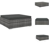 vidaXL Tabouret de pied modulaire 1 pc + coussins Poly Rotin Gris - Eléments de canapés de jardin