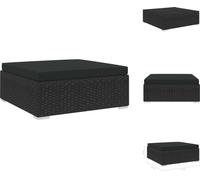 vidaXL Tabouret de pied modulaire 1 pc + coussins Poly rotin noir - Eléments de canapés de jardin