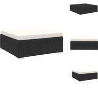 vidaXL Tabouret de pied modulaire 1 pc + coussins Poly rotin noir - Eléments de canapés de jardin