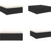vidaXL Tabouret de pied modulaire 1 pc + supports Poly rotin noir - Tabouret de pied - Repose-pieds - Repose-pieds