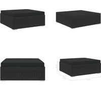 vidaXL Tabouret de pied modulaire 1 pc + supports Poly rotin noir - Tabouret de pied - Repose-pieds - Repose-pieds