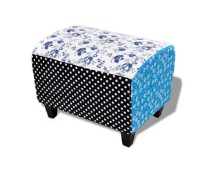 vidaXL Tabouret de pied Patchwork bleu & blanc