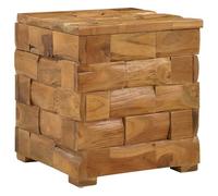 vidaXL Tabouret de Rangement avec Stockage Marron 40 x 40 x 45 cm, Tabouret de Salon Tendance, Banc de Rangement Compact, Bois de Teck, Assise Polyvalente pour Petits espaces, Beige