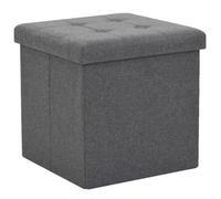 Vidaxl Tabouret De Rangement Pliable Gris Foncé Faux Lin Gris