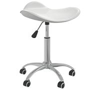 vidaXL Tabouret de Salon et Spa Chaise de Beauté Tabouret de Coiffure Chaise de Travail Réglable Pivotante Intérieur Blanc Similicuir