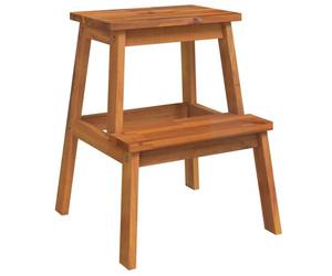 vidaXL Tabouret-escabeau 2 marches 40x38x50 cm Bois d'acacia Solide, escabeau, Tabouret de Bain, escabeau 2 marches en Bois Massif, escabeau 2 marches