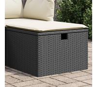 vidaXL Tabouret jardin avec coussin - Noir