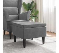 vidaXL - Tabouret Pieds en bois Gris foncé Velours